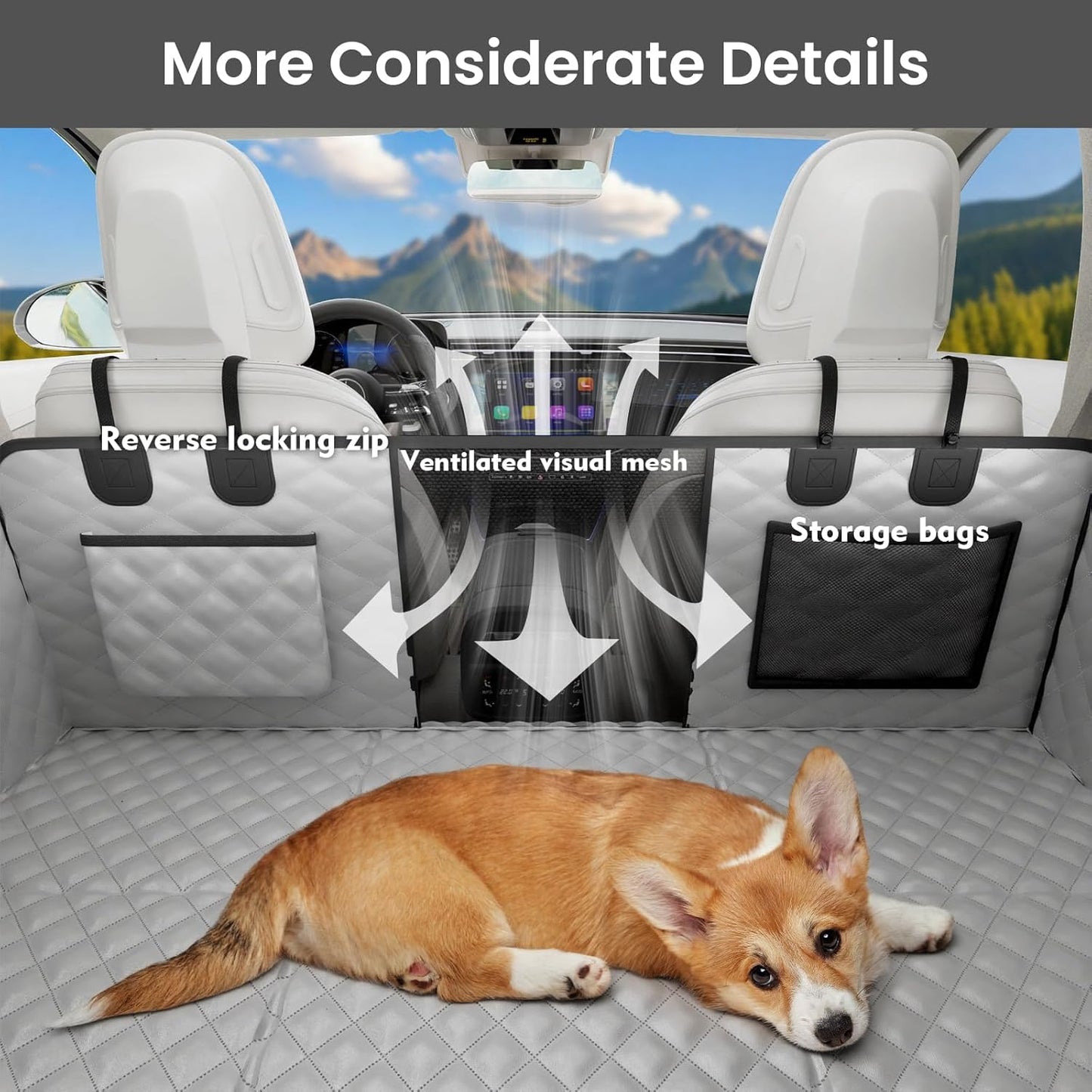 2-in-1 Dog Car Seat Cover for Back Seat, Transform to Passenger Mode - Dog Car Seat, Waterproof, Scratch-resistant, Support to 330lbs, for Outdoor Activities, Travel, to the Vet, for Cars/SUV/Truck