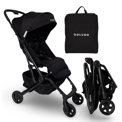 Colugo Compact Stroller+ Lightweight Travel Stroller 16lb, One-Hand Auto-Fold, Multi-Position Recline, for Infants and Toddlers Ages 6 Months to 4 Years, Rain Cover, Backpack and Cup Holder, Black