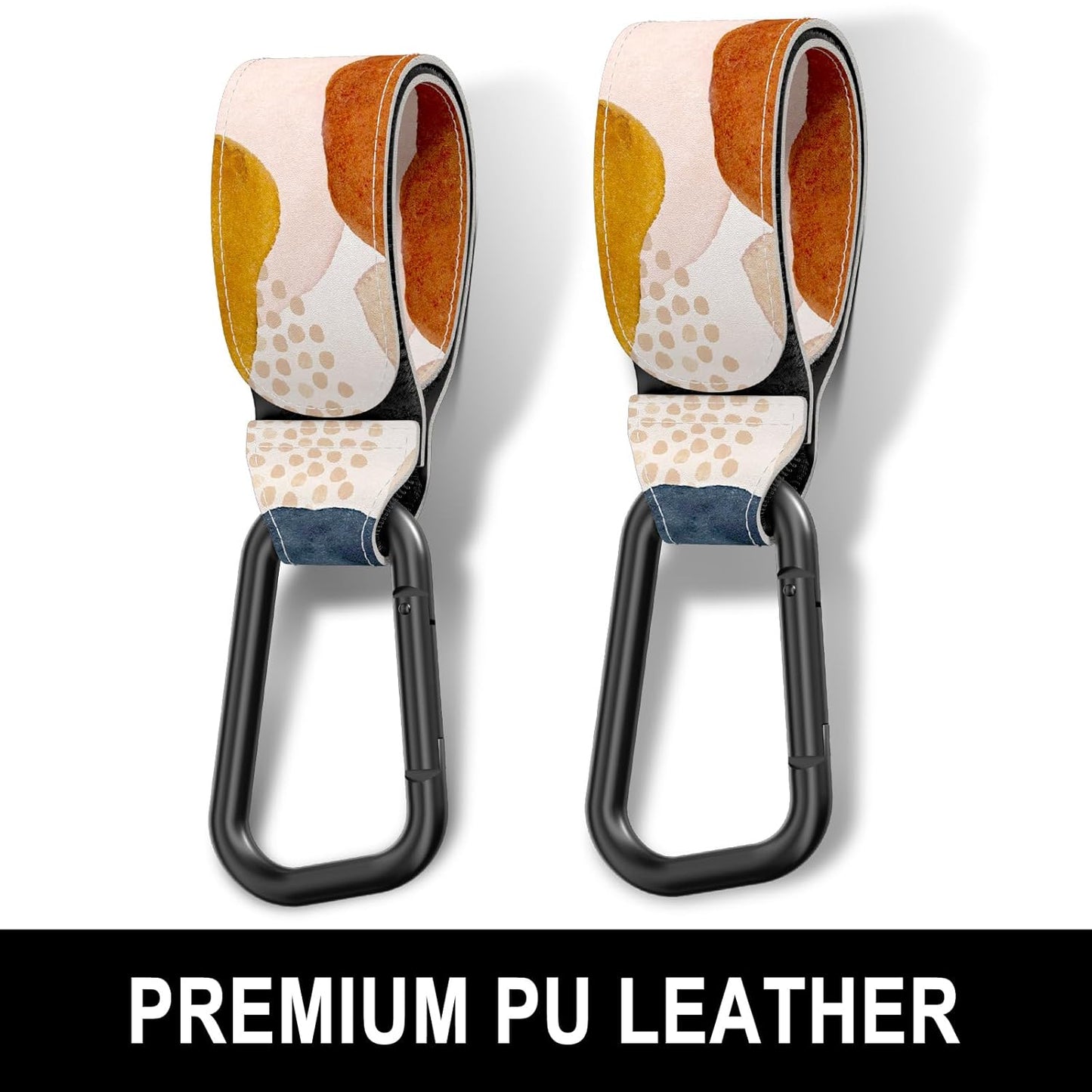 Baby Stroller Hooks for Hanging Bags, Universal Stroller Clips Accessories, Mommy Hook for Diaper Bag, Shopping Cart, Purse, Backpack - 2 Pack, Abstract Leaf