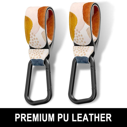 Baby Stroller Hooks for Hanging Bags, Universal Stroller Clips Accessories, Mommy Hook for Diaper Bag, Shopping Cart, Purse, Backpack - 2 Pack, Abstract Leaf