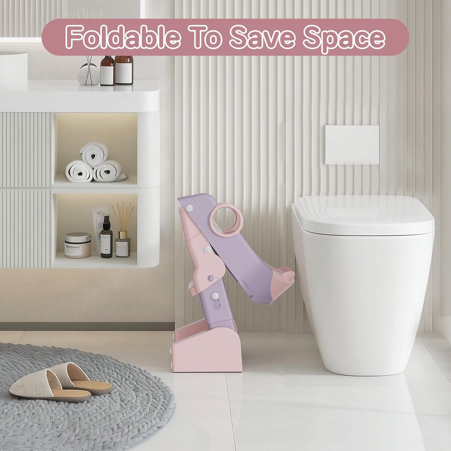 Potty Training Seat,Toddler Toilet Seat for Boys Girls,3-in-1 Potty Training Toilet and Chair with Step Stool Ladder,Anti-Slip Height Adjustable Foldable Splash Guard for Kids (Grey)