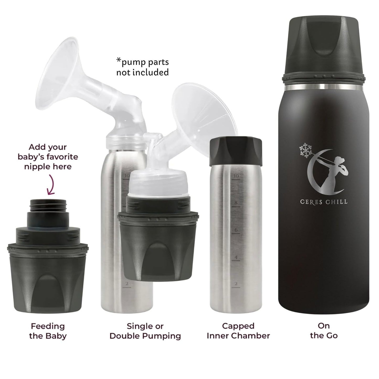 Ceres CHILL OG Breastmilk Chiller & Warmer – 12–34oz Portable Breast Milk Cooler, Storage & Baby Bottle for Travel, Work or On-The-Go – Pump Compatible Container – Don’t Call Me Hon, Plum