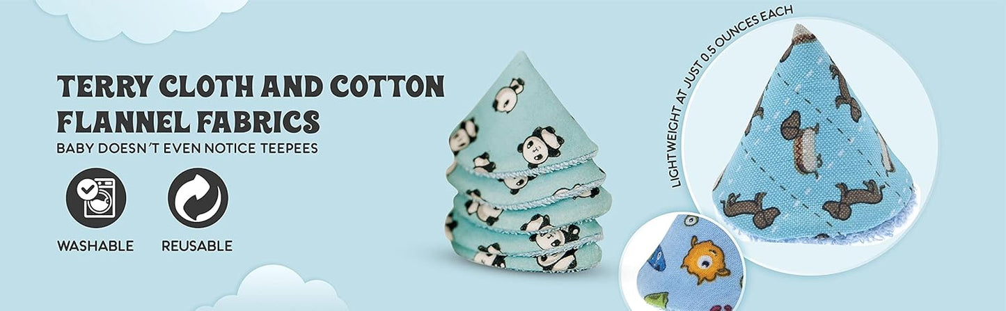 Beba Bean - Pee Pee Teepee for Baby Boy - Reusable & Washable Pee Shield for Diaper Changing - Baby Shower Gifts for Boys - Li’l Monkey Cotton Cloth - Laundry Bag - Set of 5 Covers