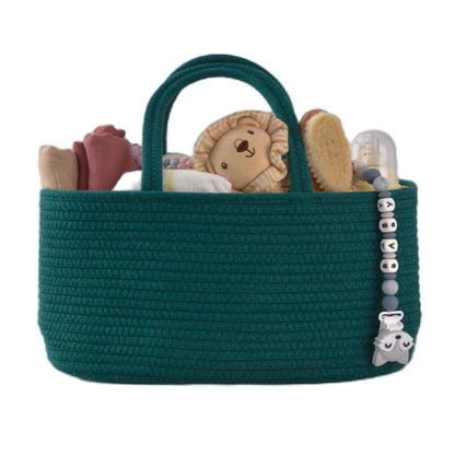 Baby Diaper Caddy Organizer for Girl Boy Rope Nursery Storage Bin Basket Portable Holder Tote Bag for Changing Table Car Travel Baby Shower Gifts Newborn Essentials Registry Must Have Items Pink