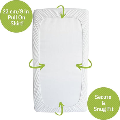 Vesta Baby Crib Mattress Protector - 52” x 28” Noiseless Waterproof Pad Cover - Absorbent Soft Jacquard Bamboo Rayon Fitted Sheet for Infant & Toddler Bed Potty Training