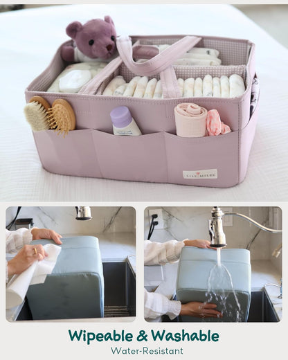 Lily Miles Baby Diaper Caddy Organizer - Large Tote Bag for Newborn essentials Boy or Girl - Baby Shower Basket - Nursery Must Haves - Registry Favorites - Newborn Caddie Car Organizer