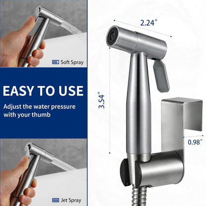 Brushed Gold Bidet Sprayer Head Only, Stainless Steel Brass Hand Bidet Sprayer with Adjustable Water Pressure Control for Baby Cloth Diaper & Bathroom & Pet Shower