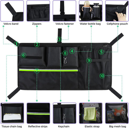 Stroller Wagon Cargo Net,Double-Layer Side Pockets Attachment for WONDERFOLD,Foldable Mesh Sorting Organizer Bag with Extra Storage Space