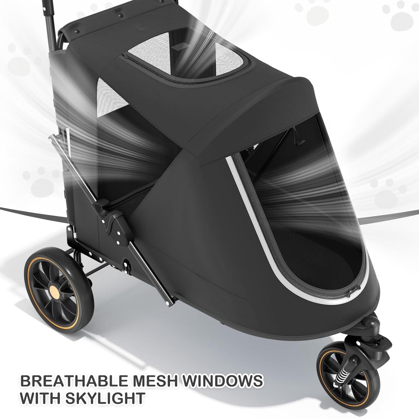 MoNiBloom Large Pet Stroller with Anti-Slip Ramp, Heavy Duty Dog Stroller Up to 99lb, Safe & Gentle Mobility Aid, All-Terrain Wheels, Idea for Injured, Disabled, & Senior Dog