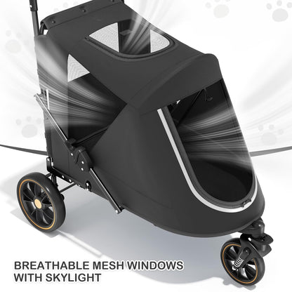 MoNiBloom Large Pet Stroller with Anti-Slip Ramp, Heavy Duty Dog Stroller Up to 99lb, Safe & Gentle Mobility Aid, All-Terrain Wheels, Idea for Injured, Disabled, & Senior Dog