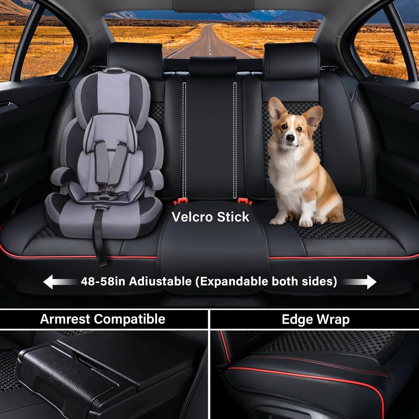 Coverado Leather Seat Covers for Car, Waterproof Car Seat Covers Full Set, 2 in 1 Conversions Car Seat Cover Protector Car Accessories Universal Fit for Most Cars SUVs and Trucks Beige