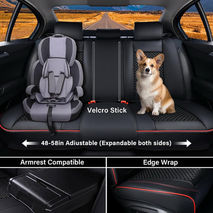 Coverado Leather Seat Covers for Car, Waterproof Car Seat Covers Full Set, 2 in 1 Conversions Car Seat Cover Protector Car Accessories Universal Fit for Most Cars SUVs and Trucks Beige