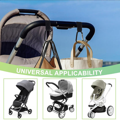 Stroller Hooks for Bags, 2 Pack Non-Slip Stroller Clips and Hooks, Adjustable Stroller Carabiner Clip, Baby Stroller Accessories, Hooks for Bike, Scooter, Wheelchair, Walker by Aguwontior