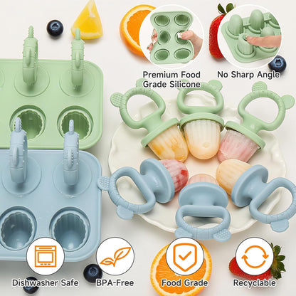 2-in-1 BPA-Free Ice Pop Molds & Silicone Baby Teethers for Teething Relief | Easy Fill Feeder for Breastmilk, Puree & Baby Food | Soothing, Fun & Safe Chewable Teething Toys for Infant & Toddler