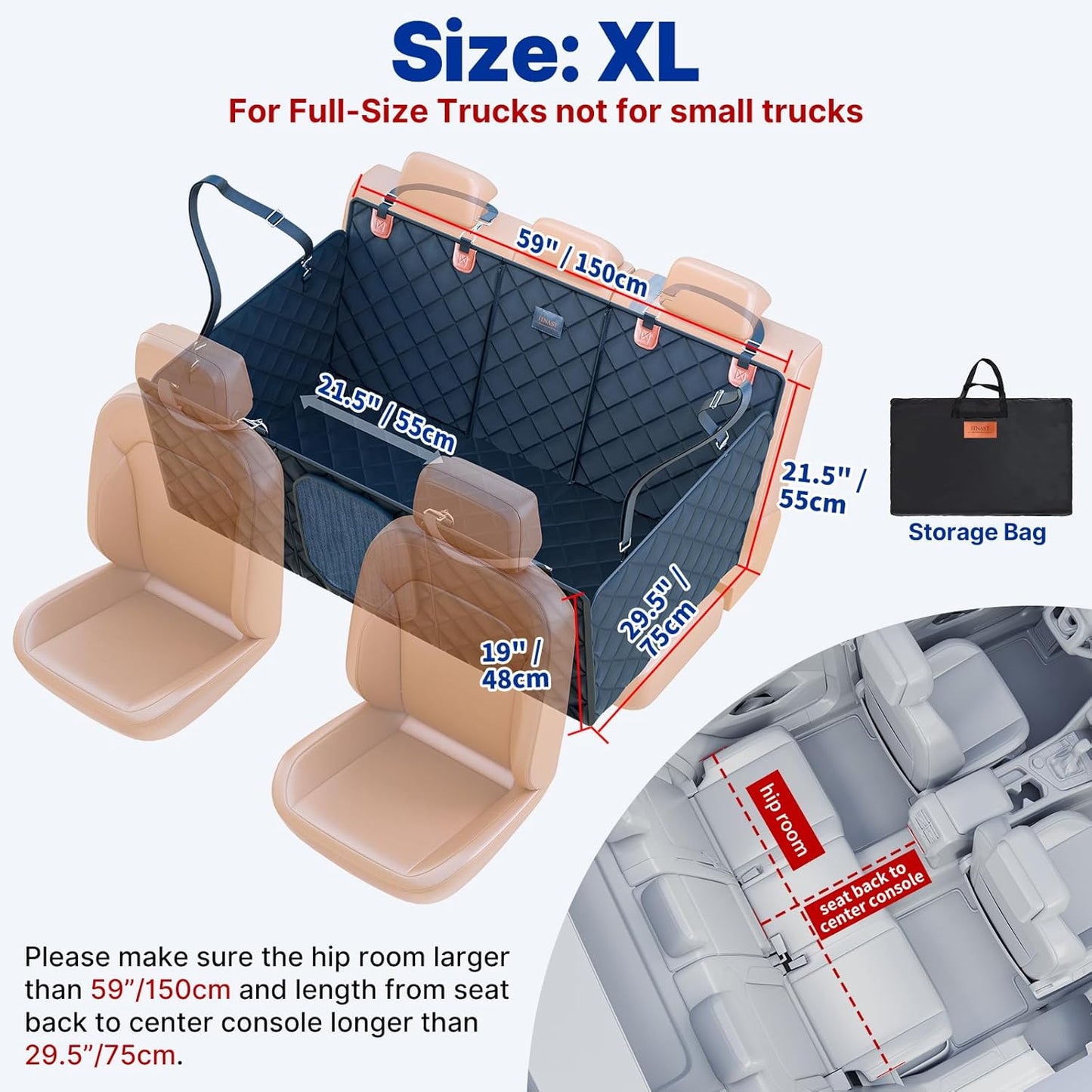 Convertible Back Seat Extender for Dogs, Foldable 400lb Hard Bottom Dog Car Seat Cover for Back Seat, Waterproof Dog Hammock Bed Backseat Cover for Dogs in Car SUV Truck Pet Seat Cover Black XL