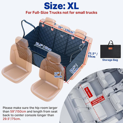 Convertible Back Seat Extender for Dogs, Foldable 400lb Hard Bottom Dog Car Seat Cover for Back Seat, Waterproof Dog Hammock Bed Backseat Cover for Dogs in Car SUV Truck Pet Seat Cover Black XL