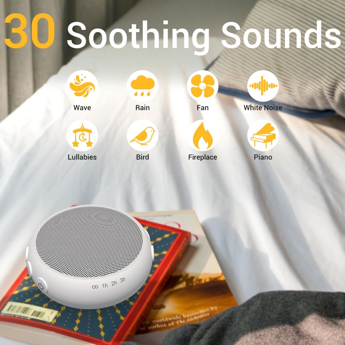 Continuous Sound Machine Battery Small White Noise Machine for Baby Kids Adult with 32 Soothing Sounds 32 Volume Levels Sleep Brown Noise Machine for Travel Office Privacy with 4 Timer & Memory