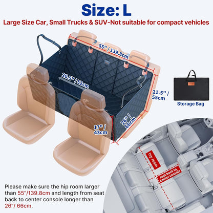 Convertible Back Seat Extender for Dogs, Foldable 400lb Hard Bottom Dog Car Seat Cover for Back Seat, Waterproof Dog Hammock Bed Backseat Cover for Dogs in Car SUV Truck Pet Seat Cover Black XL