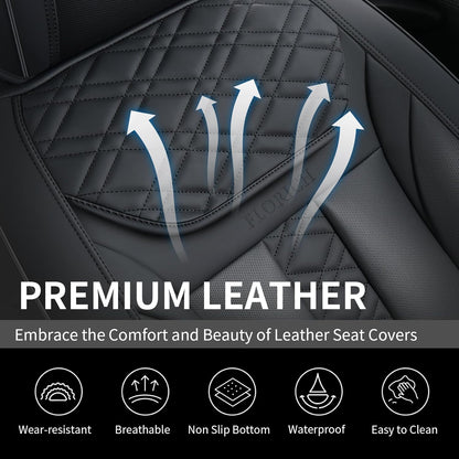 FLORICH Car Seat Covers Full Set, Automotive Seat Covers, Black Car Seat Cover, Waterproof Seat Protectors Universal fit for Car Truck Van SUV - Black