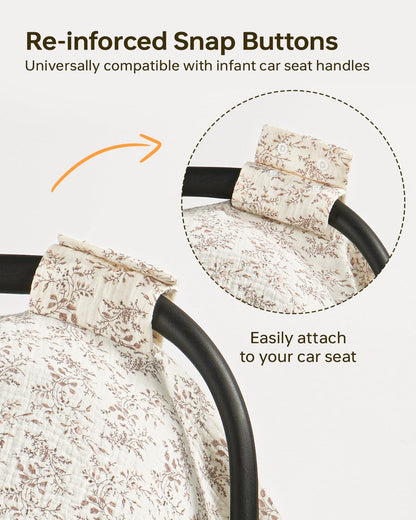 100% Muslin Cotton Car Seat Cover for Baby, Soft Breathable Car Seat Canopy, Universal Infant Carseat Cover Sun Protector, Lightweight Summer Stroller Cover for Boys Girls - Strawberry