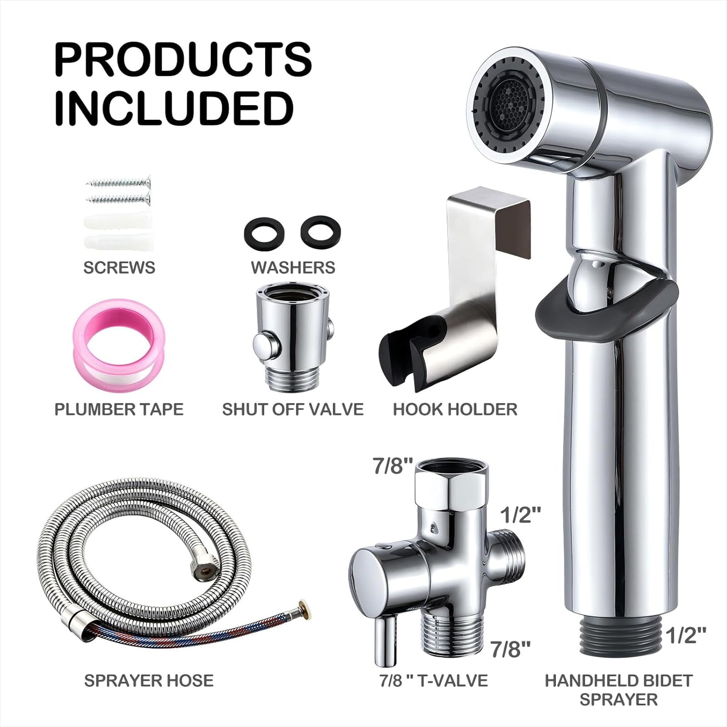 Handheld Bidet Sprayer for Toilet Kit Cleaning Assistant Jet Spray Bidet attachment for Toilet Adjustable Water Pressure Easy Control One Button to Shut-off Water
