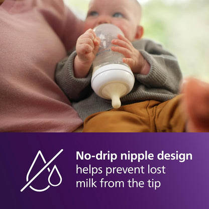 Philips Avent Natural Baby Bottles with Natural Response Nipples (Slow Flow, Flow 2), 4oz, 4-Pack, SCY900/04