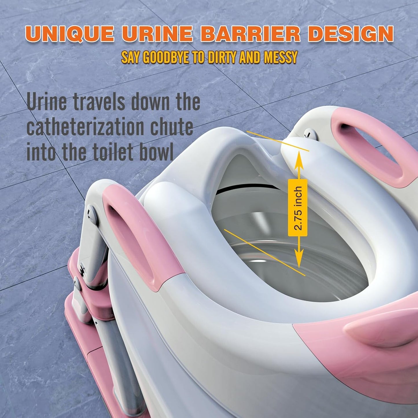 Potty Training Seat, SKYROKU Upgrade Toddler Toilet Seat for Kids Boys Girls, 2 in 1 Potty Training Toilet, Splash Guard Anti-Slip Pad Step Stool,New Sector-Shape Stabilized Base (8899+Grey)
