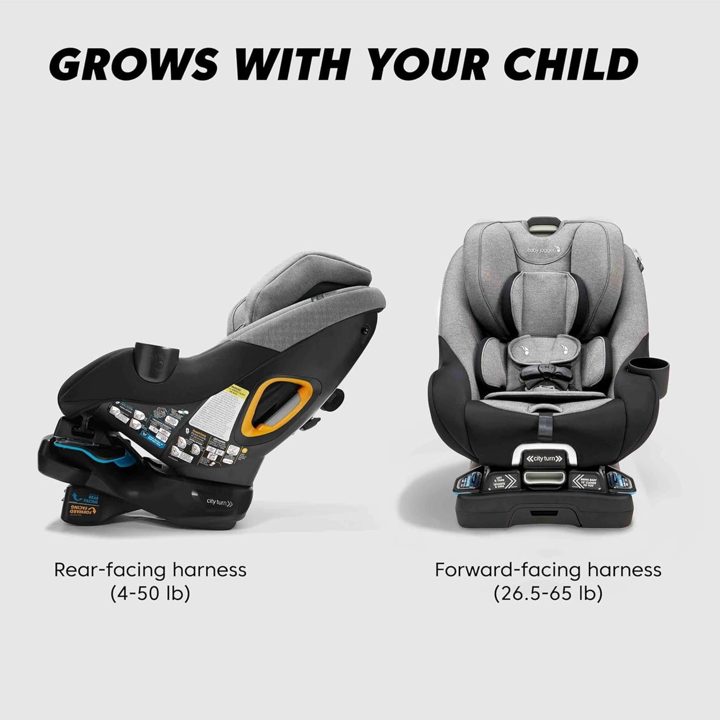 Baby Jogger® City Turn Rotating Car Seat with 180-Degree Turn, Lightweight Convertible Car Seat, Rear Facing to Forward Facing, COOLMAX Fabric, Amazon Exclusive Pike Fashion