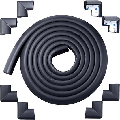 Foam Corner Protector for The Fireplace Hearths Edge and Corner Guard, with Retardant Materials Foam Safety Bumpers Baby Proofing (Black)