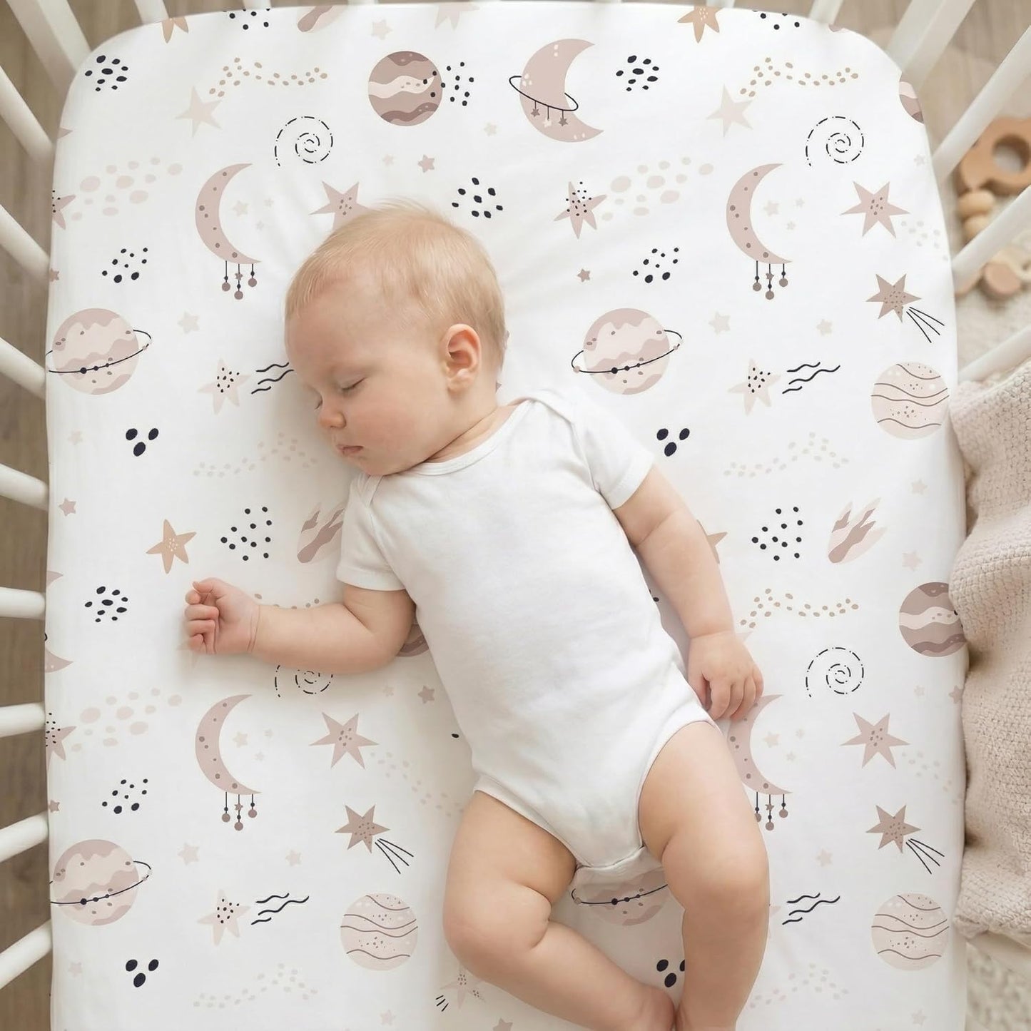 4 Pack Stretchy Bassinet Sheets 20" x 33" Fit for Baby Delight, BCOL, Jimglo, Angelbliss, Maxi-COSI & Most Regular Size Bedside Sleeper- Soft Breathable Fitted Bassinet Sheets - Light Pink & Star