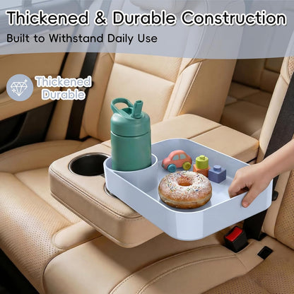 Kids Car Seat Tray, Travel Tray with Cup Holder for Toddler Baby, Kids Car Seat Food Snack Organizer for Road Trip, Stroller Snack Organizer Travel Must Haves Toddler Must Haves (Dark Gray, 1PCS)