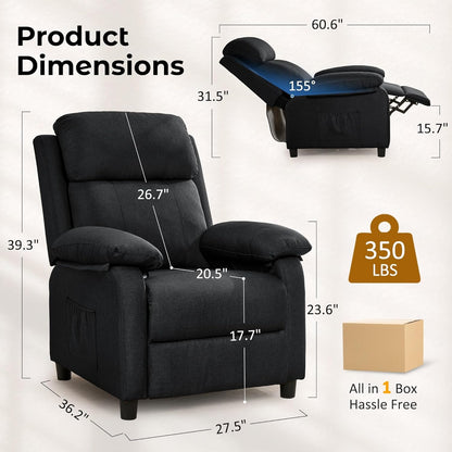 Korser Recliner Chair, 360 Swivel Rocker Chair for Adults, Small Rocking Recliner for Small Spaces, Upholstered Fabric Glider Recliner Nursery