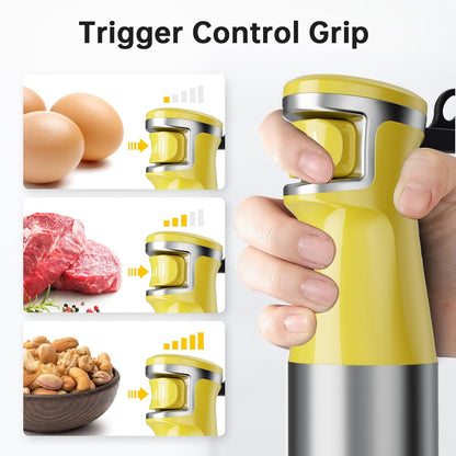 Turelar Immersion Blender Handheld Corded Hand Blenders Set 1100W, Trigger Variable Speed 5 in 1 Stick Emulsifier with Chopper, Whisk and Frother for Soup, Baby Food and Smoothies, Orange