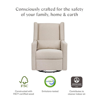 Kiwi Glider Recliner w/Electronic Control and USB | in Almond Teddy Loop w/Light Wood Base, Greenguard Gold Certified