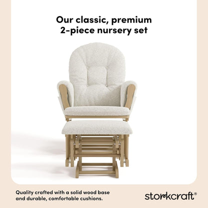 Storkcraft Premium Hoop Glider & Ottoman (White/Gray) — GREENGUARD Gold Certified Nursery Glider, Solid Wood Craftsmanship, Smooth-Gliding, Award-Winning - Colors B
