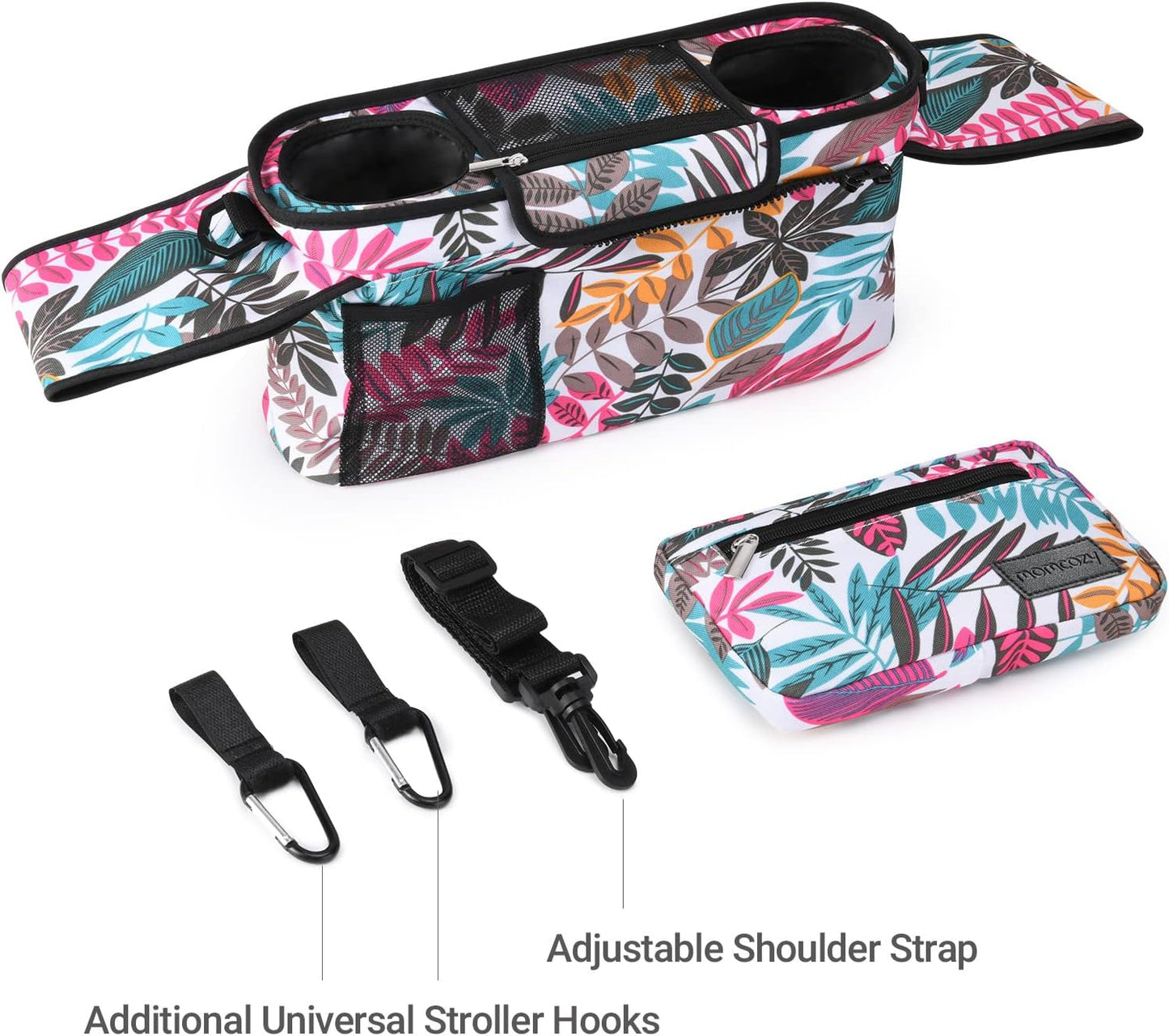 Momcozy Universal Stroller Organizer with Insulated Cup Holder Detachable Phone Bag & Shoulder Strap, Fits for Stroller like Uppababy, Baby Jogger, Britax, BOB, Umbrella and Pet Stroller