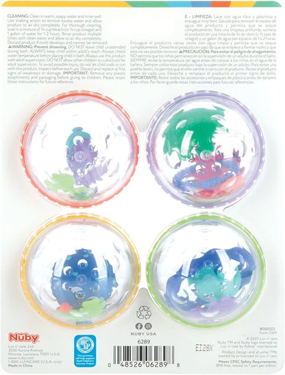 Nuby Bubbly Buds Interactive Bath Set - (4-Pack) Baby Bath Toys - 6+ Months