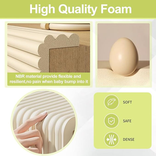 Baby Proofing Wall Corner Protector,Edge Guard Corner Protector,6.56ft Thinken Soft Corner Protectors Pre-Taped Soft Rubber Foam Edge Cushion for Furniture (White, 6.56Ft x 5.9" W x 0.47" Th)