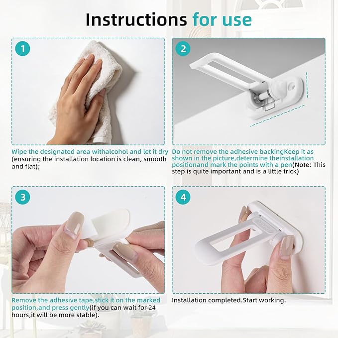 Child Safety Cabinet Locks (10 Pack) – Hidden Child Proof Cabinet Locks with Extra-Long Locking Arm, Strong Adhesive for Most Cabinets & Drawers, Easy to Install Baby Proofing Locks