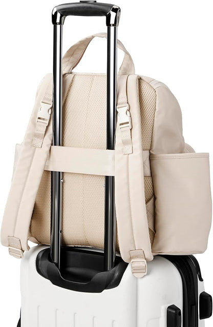 Skip Hop Diaper Bag Backpack with Portable Changing Pad Adjustable Pocket for 30 oz. Tumblers 9 Total Pockets Insulated Packing Cubes Luggage Sleeve & Stroller Straps Fits a 14” Laptop Forma Next Oat