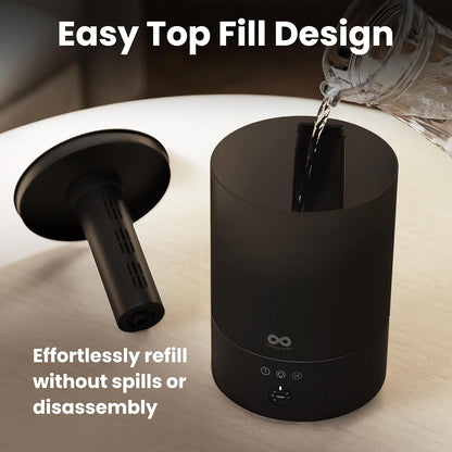 Everlasting Comfort 2.5L Top Fill Humidifier for Bedroom – Quiet, Easy to Fill & Clean, 24HR Runtime, Night Lights, Timer, Ultrasonic Cool Mist, Auto Shut-Off, Essential Oil Diffuser - White