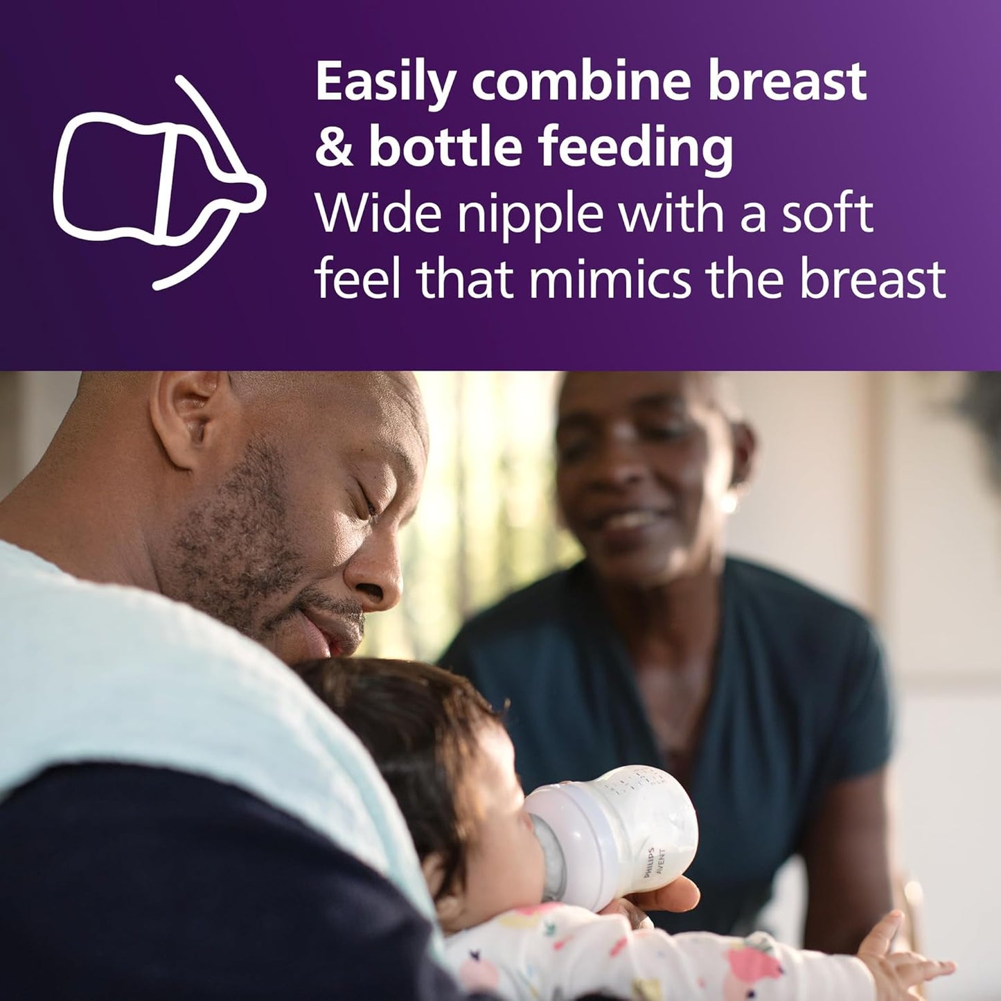 Philips Avent Natural Baby Bottles with Natural Response Nipples (Slow Flow, Flow 2), 4oz, 4-Pack, SCY900/04