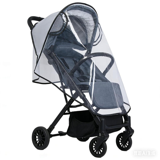 Clear Stroller Rain Cover, Universal Stroller Accessories, Waterproof Travel Weather Shield Breathable Baby Stroller Cover, Safety EVA Protect from Wind, Dust, Snow