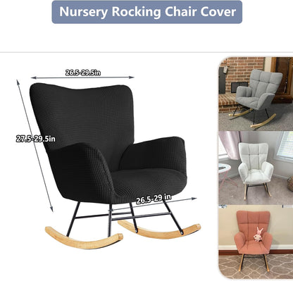 Nursery Rocking Chair Cover,1 Piece Glider Chairs Cover Slipcovers,Soft with Elastic Bottom Spandex Jacquard Small Checks,Furniture Protector Washable