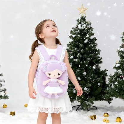 Gloveleya Toddler Backpack Kids Backpack with Candy Purple Doll 9"