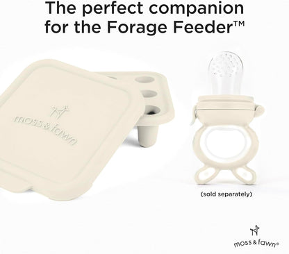 Moss and Fawn Ice Cube Tray - Forage Feeder Freezer & Teething Popsicle Mold for Breast Milk, Formula, Bone Broth, Purees, & Baby Food - BPA, Lead, & PVC-Free - Fern