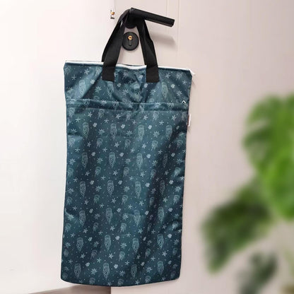 Mama Koala Reusable Hanging Wet Dry Bags for Baby Items, Cloth Diapers, Swimsuits, Travel, Gym Clothes, Beach, Pump Parts, Toiletries, Two Zippered Pockets, 2 Pack (W004L)