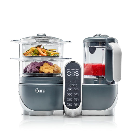 Babymoov Duo Meal Station 6-in-1: Multi-Speed Baby Food Maker, Steamer & Puree Blender, Baby Food Processor that Warms & Defrosts, Bottle Sterilizer (Nutritionist Approved), Mineral Beige