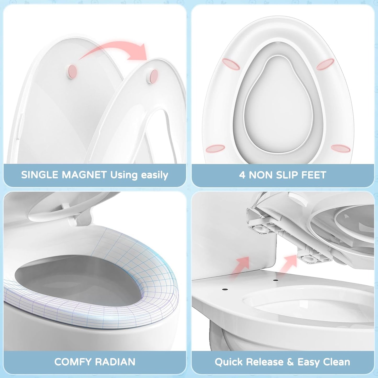 YASFEL Built in Potty Training Toilet Seat for Toddlers, Kids & Adults Biscuit Plastic Toilet Seats Elongated Slow Close with Magnets(Almond, 18.5”)