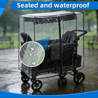 Rain Cover for WonderFold W4 Wagon Original,Elite, Luxe – Waterproof & Windproof Stroller Accessories – Full Coverage Clear Shield with Side Zipper